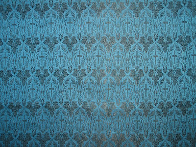 Silk Brocade Vestment Fabric Blue &amp; Black 44" wide BRO144[2]