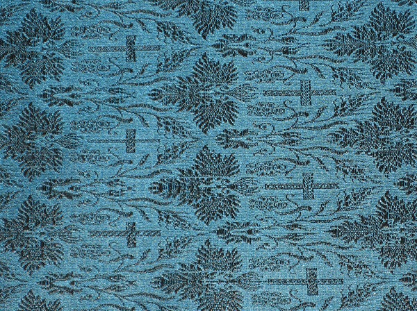 Silk Brocade Vestment Fabric Blue &amp; Black 44" wide BRO144[2]