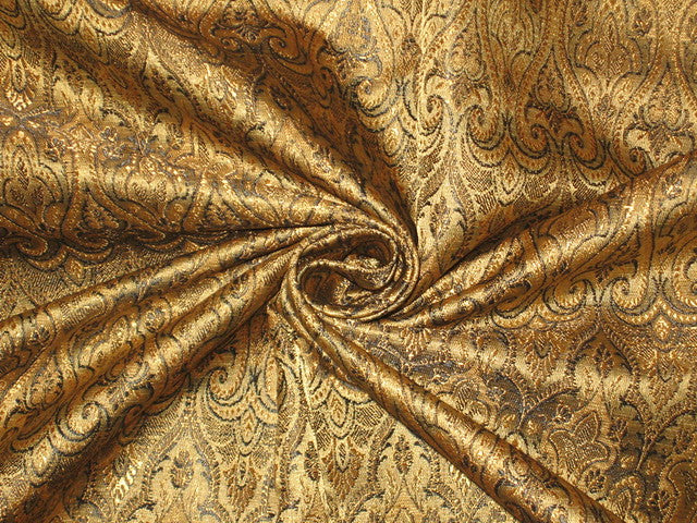 Silk Brocade Fabric Gold &amp; Black Victorian 44" wide BRO144[5]