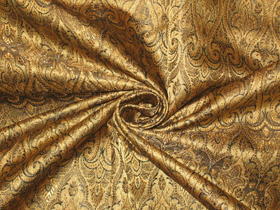 Silk Brocade Fabric Gold &amp; Black Victorian 44" wide BRO144[5]