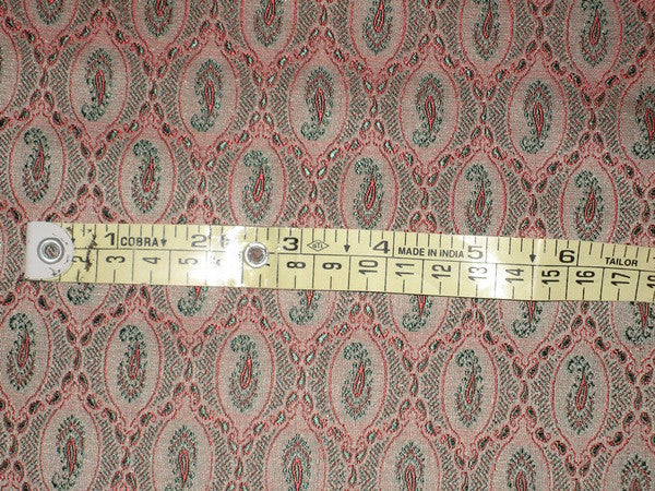 Silk Brocade Fabric Nude,Green & Red 44" wide BRO145[2]