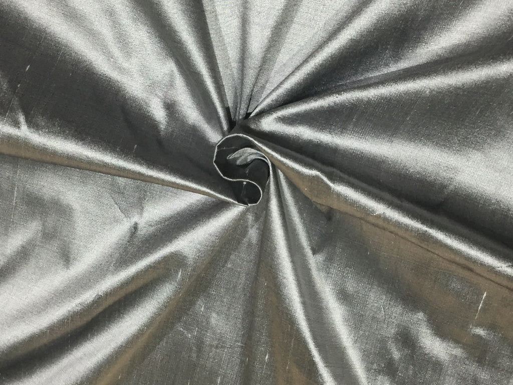 100% Pure silk dupion FABRIC silver x black COLOR 108" wide DUP362[2]