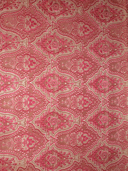 Silk Brocade Fabric Pale Pink &amp; Shocking Pink 44" wide BRO145[4]