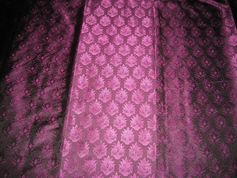 Silk Brocade Fabric Aubergine with Black Shot 44" wide BRO145[6]