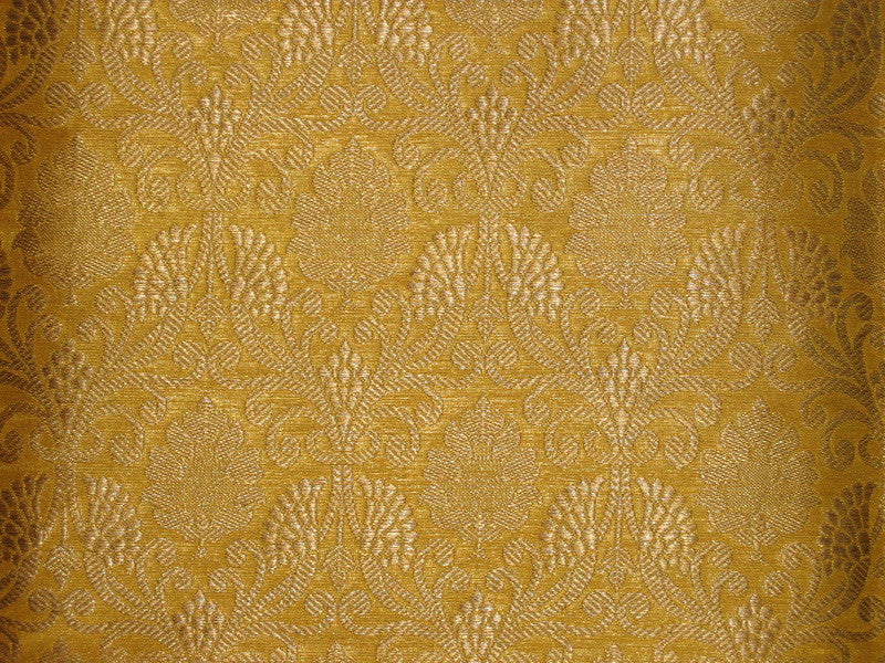 Silk Brocade Fabric Metallic Gold & Mustard color 44" wide BRO149[4]