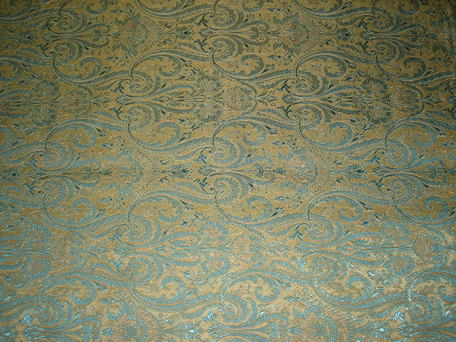 Silk Brocade Fabric Gold,Blue & Metallic Gold color 44" wide BRO149[5]