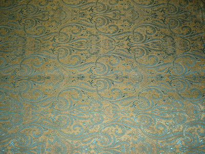 Silk Brocade Fabric Gold,Blue & Metallic Gold color 44" wide BRO149[5]