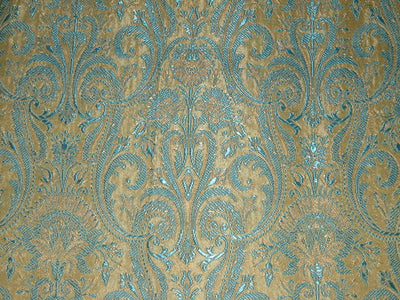 Silk Brocade Fabric Gold,Blue & Metallic Gold color 44" wide BRO149[5]