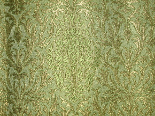 Silk Brocade Fabric Light Green & Gold color 44" wide BRO149[3]