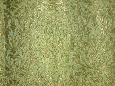 Silk Brocade Fabric Light Green & Gold color 44" wide BRO149[3]
