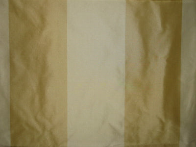 100% Pure Silk Taffeta Fabric Gold &amp; Golden Cream stripes color 54&quot; wide TAFS96