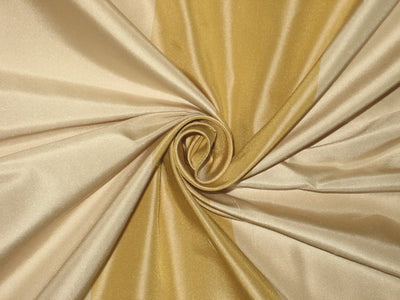 100% Pure Silk Taffeta Fabric Gold &amp; Golden Cream stripes color 54&quot; wide TAFS96