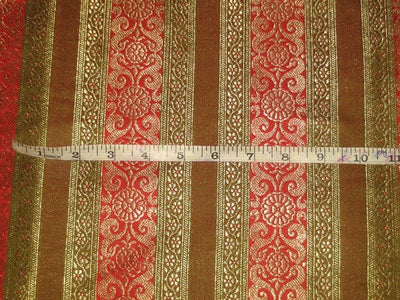 100% Silk Brocade Fabric Red,Green &Metallic Gold colour 44" wide BRO184[6]