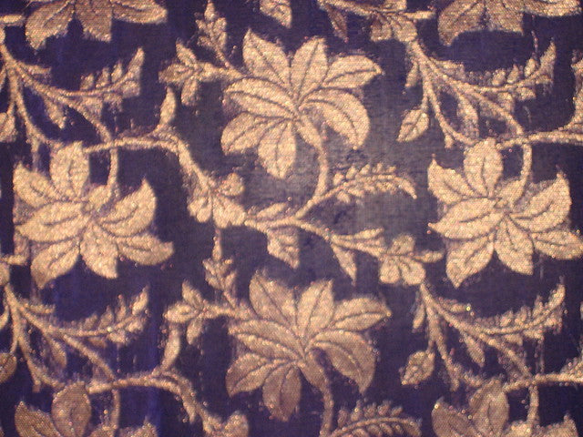 Silk Brocade Fabric Purple & Metallic Antique Gold 44" wide BRO152[5]