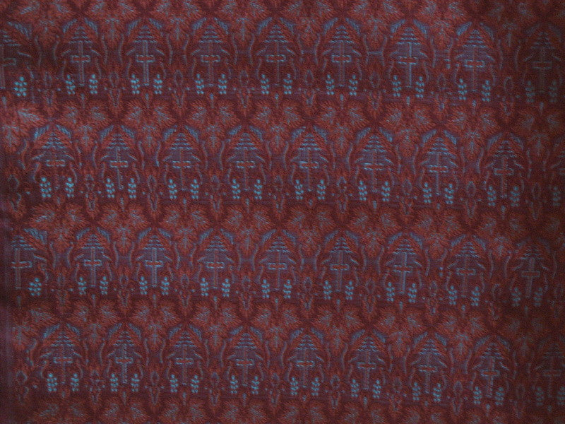 Silk Brocade Vestment Fabric Rust,Blue &amp; Maroon color BRO152[6]