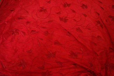 red dupioni w/ red leaf embroidery 44&quot;