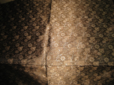 Silk Brocade Fabric Black,Brown &amp; Gold 44&quot;