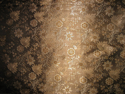 Silk Brocade Fabric Black,Brown &amp; Gold 44&quot;