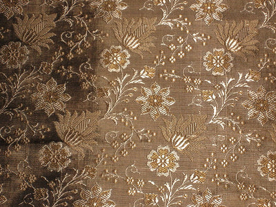 Silk Brocade Fabric Black,Brown &amp; Gold 44&quot;