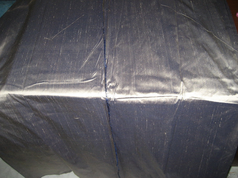 100% Pure SILK Dupion FABRIC Silver with Navy Blue shot colour 54&quot; wide