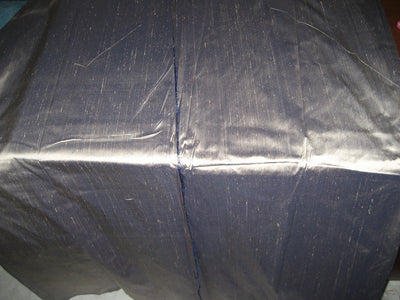 100% Pure SILK Dupion FABRIC Silver with Navy Blue shot colour 54&quot; wide