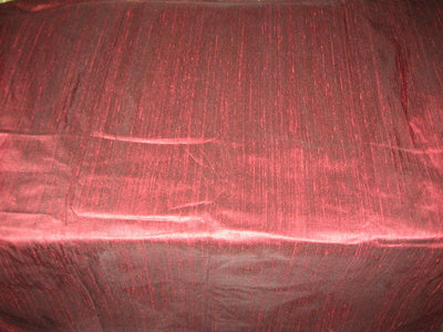 100% Pure SILK Dupioni FABRIC Dark Indian Red with Black Shot 44&quot; wide