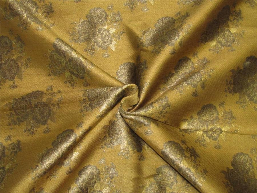 Brocade fabric mustard gold x antique gold color 44&quot;WIDE