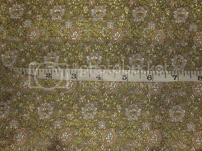 Silk Brocade fabric black,brown,grey &amp; green 44" wide BRO157[6]