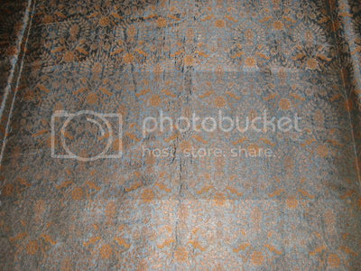 Heavy Silk Brocade Fabric Metallic Gold,Mustard & Greyish Blue 36" wide BRO158[1]
