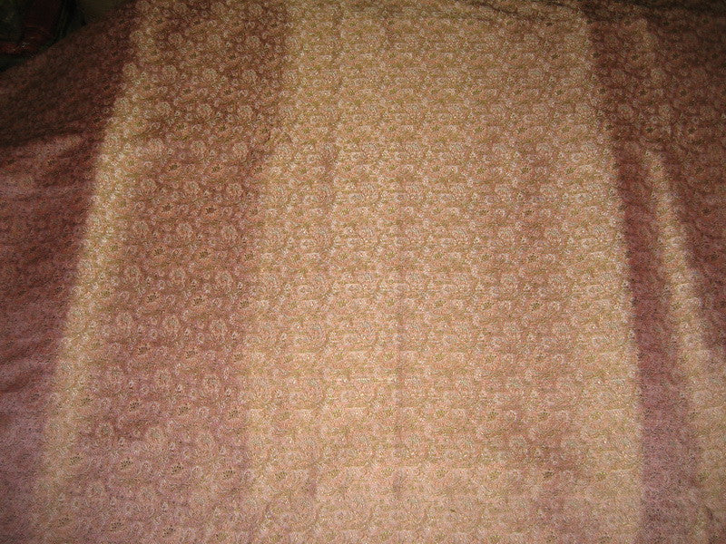 Silk Brocade fabric baby pink & green 44" wide BRO157[4]