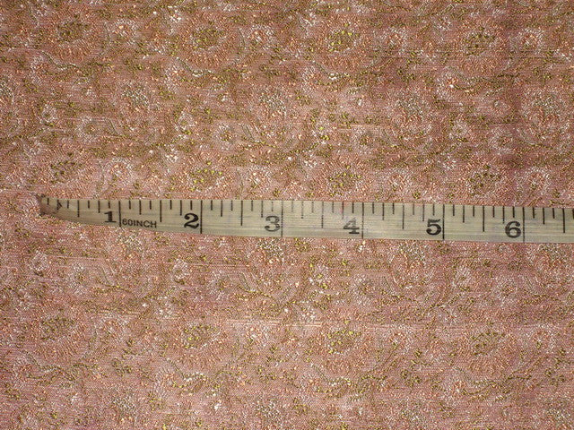 Silk Brocade fabric baby pink & green 44" wide BRO157[4]