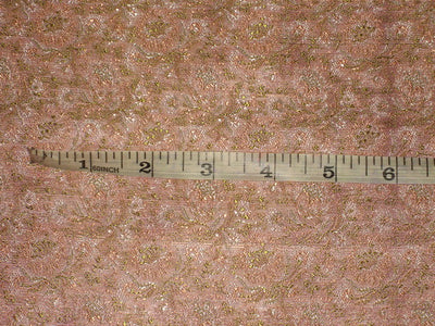Silk Brocade fabric baby pink & green 44" wide BRO157[4]