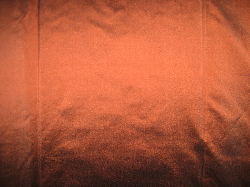 Pure SILK DUPIONI FABRIC Dark Orange x Black colour