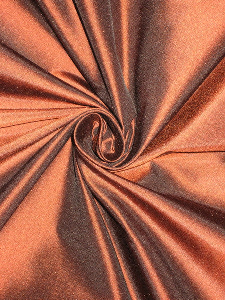 Pure SILK DUPIONI FABRIC Dark Orange x Black colour
