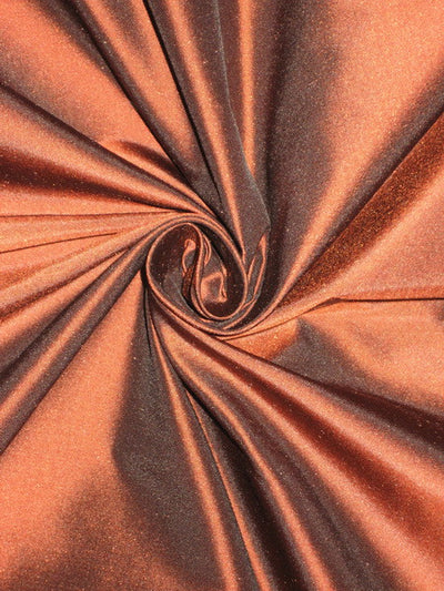 Pure SILK DUPIONI FABRIC Dark Orange x Black colour