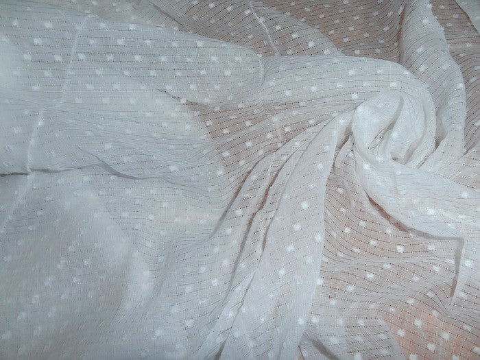 WHITE COTTON VOILE 58&quot; WIDE / plaid/dobby