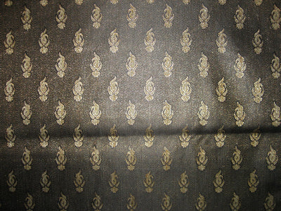 Silk Brocade fabric Black &amp; Metallic Gold Color 44" wide BRO68[4]