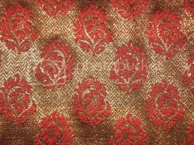 Brocade fabric Metallic Brown and Red Color BRO88[4]