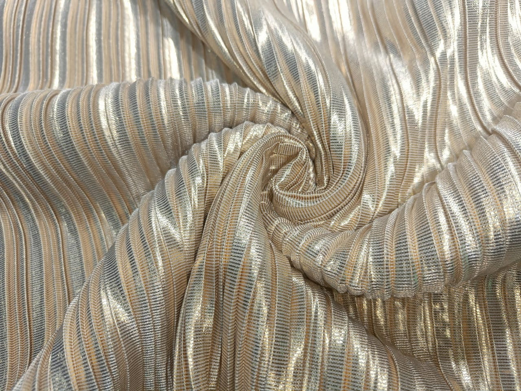 Lurex Pleated Fabric Gold and Silver color 58~wide –