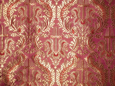 SILK BROCADE FABRIC Pink &amp; Gold colour 44" wide Vestment design BRO159[1]