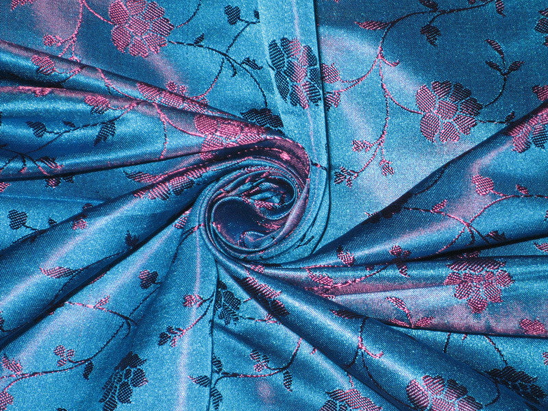 Silk Brocade fabric Blue & Dark Purple BRO102[4] – Puresilks.us