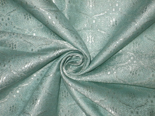 Pure SILK BROCADE FABRIC Baby Blue color 44" wide BRO166[6]