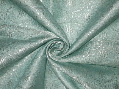 Pure SILK BROCADE FABRIC Baby Blue color 44" wide BRO166[6]