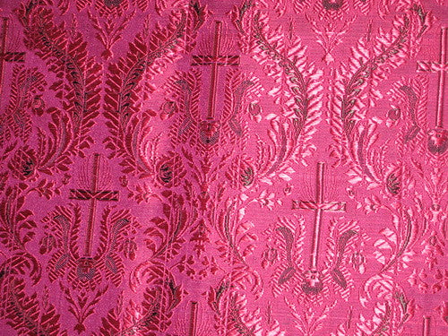 Pure SILK BROCADE vestment FABRIC Pink & Black color 44" wide BRO166[1]