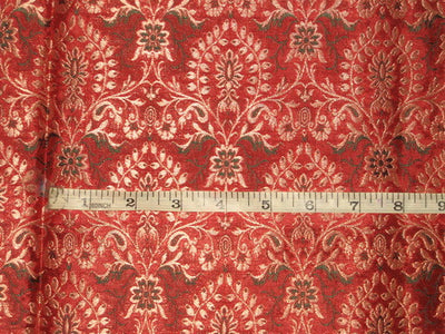 Pure Heavy Silk Brocade Fabric Red,Green &amp; Metallic Gold color 44" wide BRO168[3]