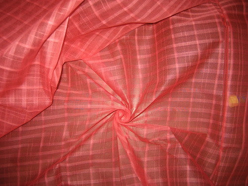 Candy Pink color Cotton Organdy Plaids~Width 44&quot;