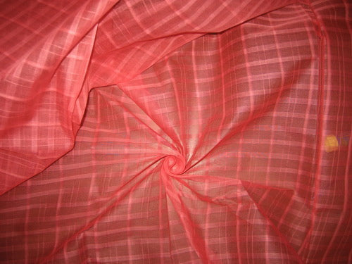 Candy Pink color Cotton Organdy Plaids~Width 44&quot;
