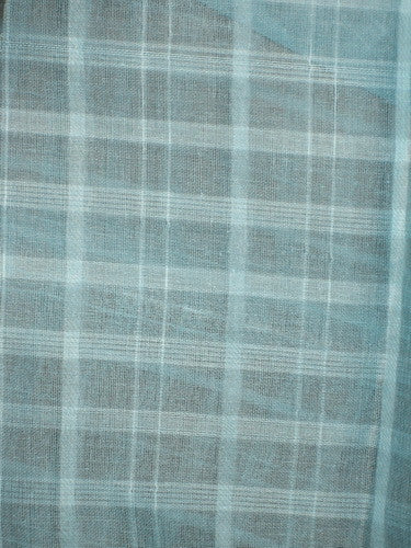 100% Cotton Organdy Clear Water Blue Plaids Fabric 44 " wide sold by the yard [3002]