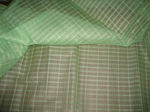 Pastel Green color Cotton Organdy Plaids~Width 44&quot;