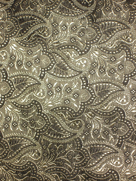 SILK BROCADE FABRIC Gold &amp; Black colour 44" wide BRO160[6]